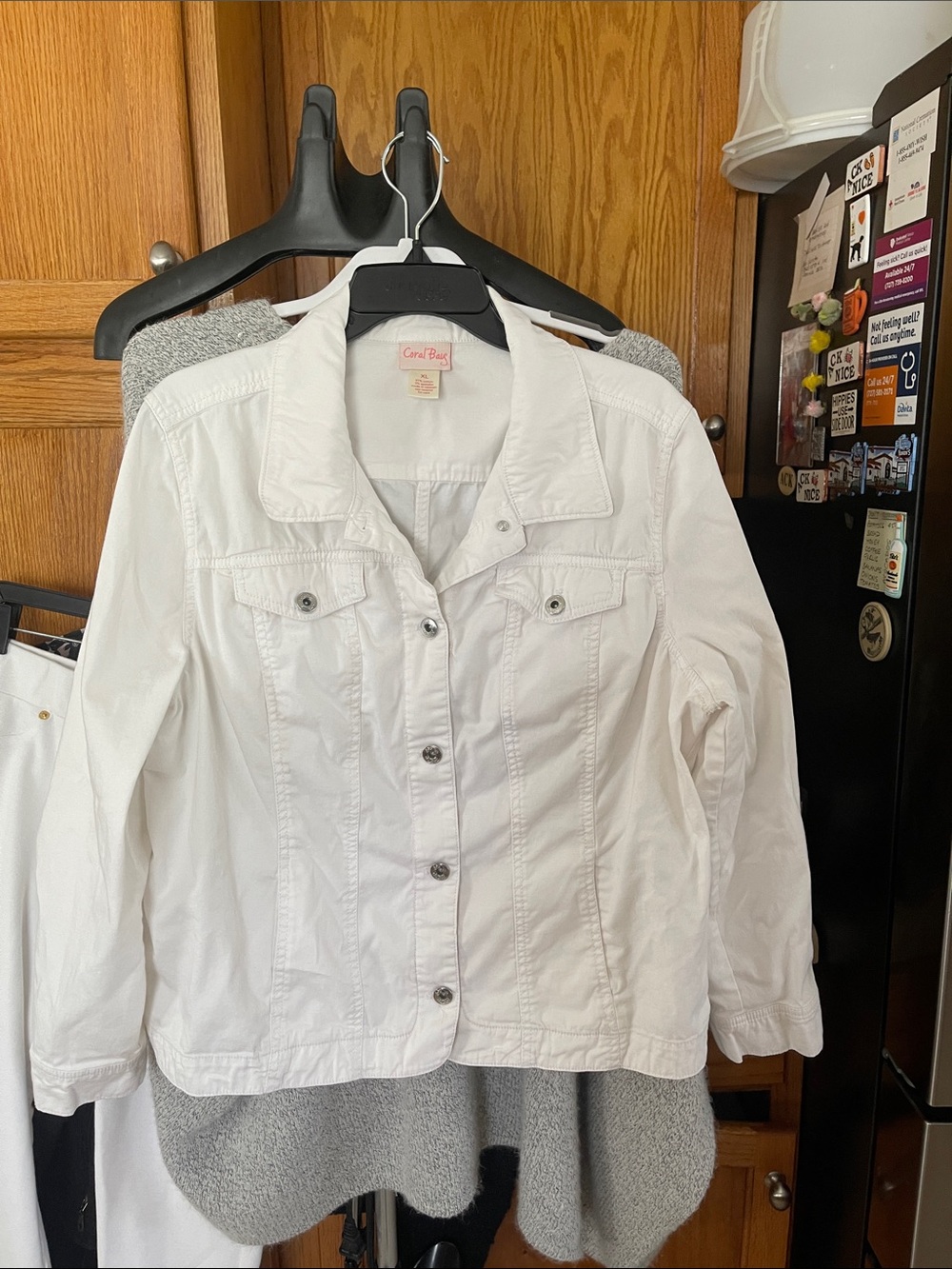 Coral Bay White Denim Jacket with Button-Front XL white - Picture 1 of 9
